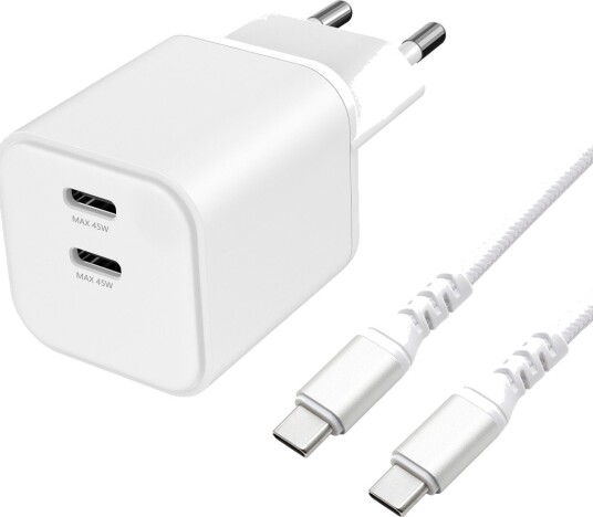 Dacota Platinum 45 W dobbel USB-C GaN-lader Hvit