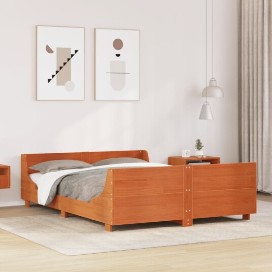  Sengeramme uten madrass brun 135x190 cm heltre furu 8721102946790