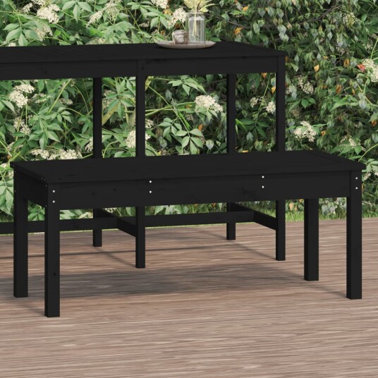 vidaXL Hagebenk svart 109x44x45 cm heltre furu vidaXL Hagebenk svart 109x44x45 cm heltre furu