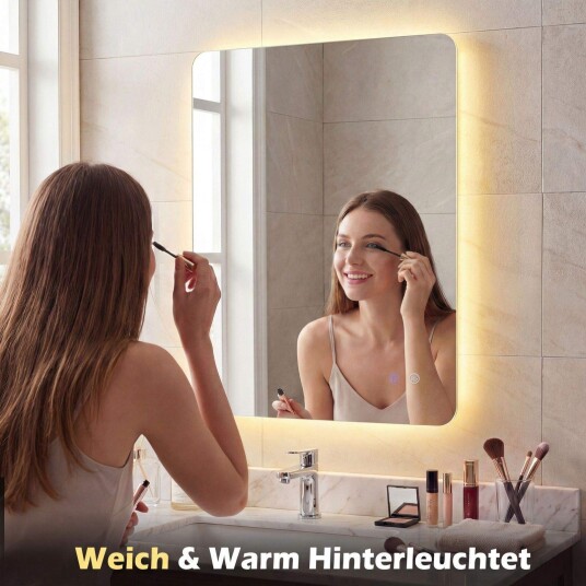 LED baderomsspeil – justerbart lys antidugg 80x60 cm