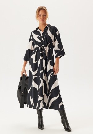 Object Collectors Item Objdemia Lo 3/4 LONG SHIRT DRE Black Aop:white Sand 44