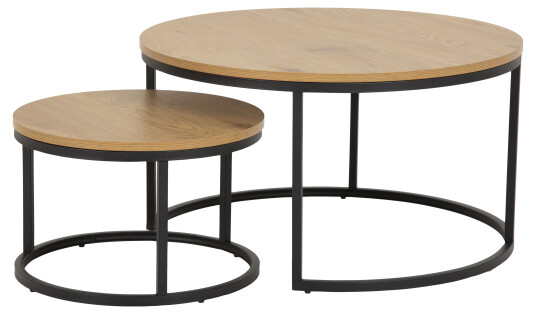 Nordform Spiro sofabord Ø50 cm, sett med 2 stk., eik. 1573232-01-0 1683600-01-0