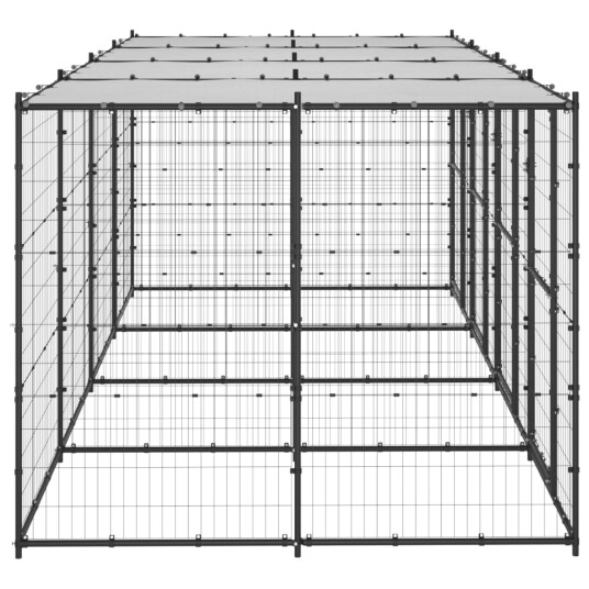 Vidaxl Utendørs Hundegård Med Tak 9.68 M² Stål