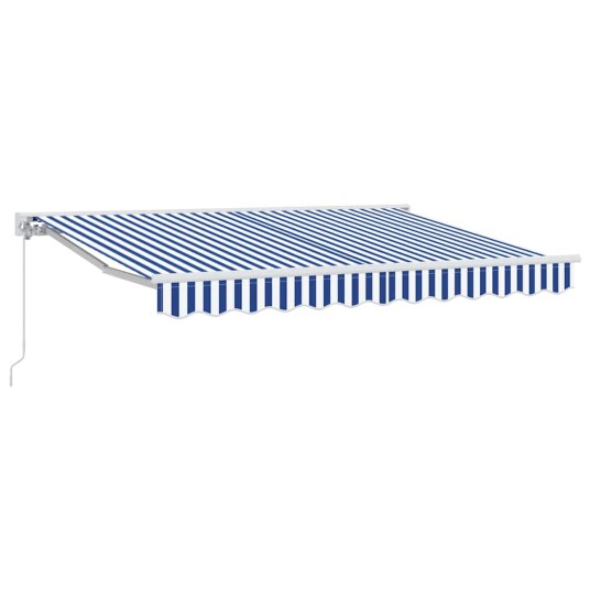  Markiseramme Blå og hvit 250 x 200 cm Polyester med PU belegg