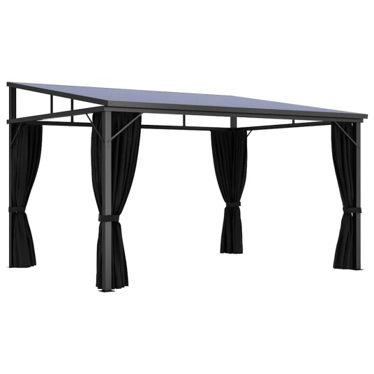 vidaXL Paviljong med gardin 405x294x244 cm antrasitt vidaXL Paviljong med gardin 405x294x244 cm antrasitt