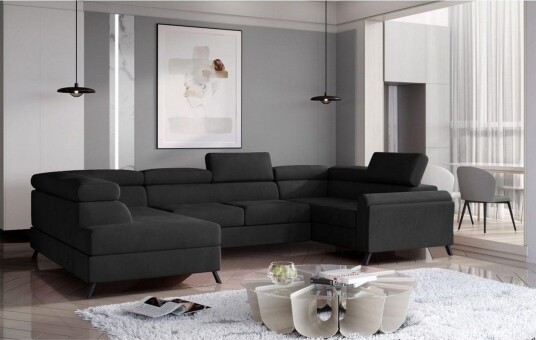 Seksjon Eltap Escada 336x200x92 cm Mat Fløyel 99 Blå Venstre