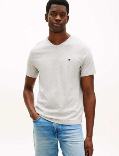Tommy Hilfiger Essential V Neck Tee Grey XL
