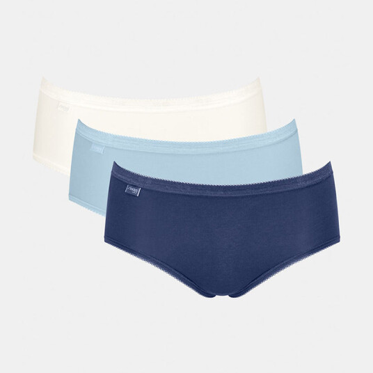Sloggi Truser 3P Basic Plus Midi Colored Marine/Blå bomull 44 Dame Sloggi Truser 3P Basic Plus Midi Colored Marine/Blå bomull 44 Dame