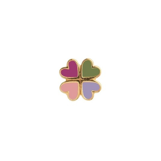 Stine A Jewelry Love Heart Clover Enamel Pink Fuschia Earstick Forgylt Sølv Sterling 925 Onesize