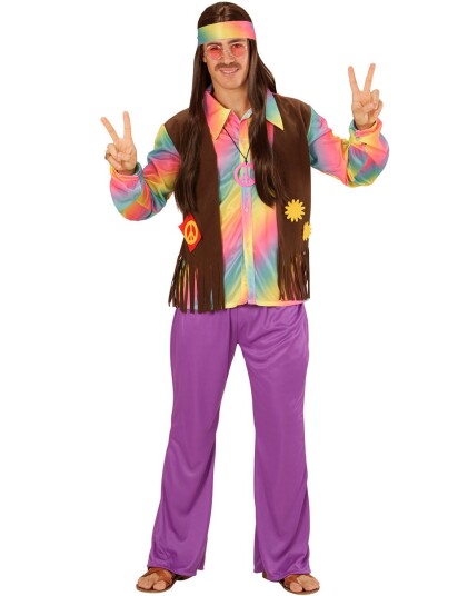 Rainbow Hippie Dude Kostyme Strl M