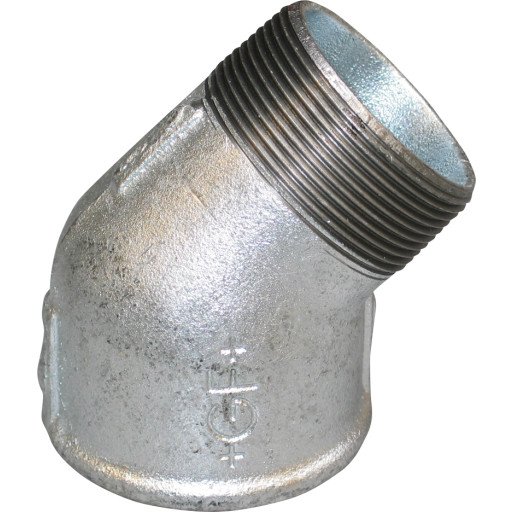 Galvanisert vinkel med muffe/nippel 1 1/2" - 45 grader
