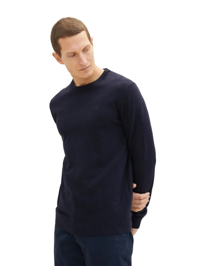 Tom Tailor Basic Crewneck Knit - Navy - L Tom Tailor Basic Crewneck Knit - Navy - L