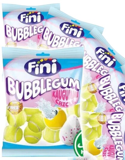 12 stk Fini Tennis Balls   Tennisball Tyggegummi med Pulverfyll   Hel Eske 900 gram