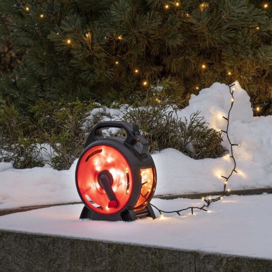 Slynge 600 LED 42 meter julelys på kabeltrommel IP44 Amber Amber