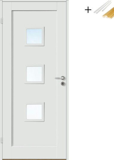 Innerdør Bygg1 Stil 1 F3 Hvit Glass med Karmsett