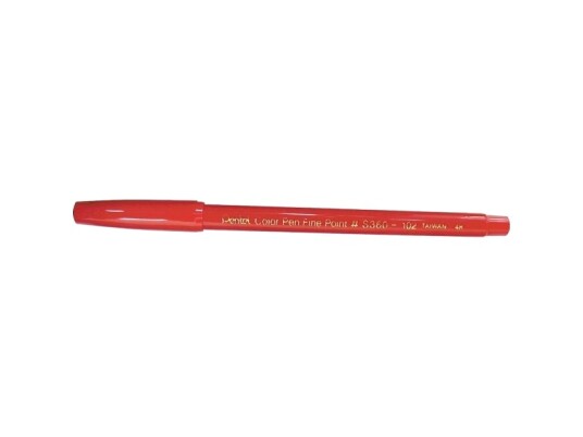 Fiberpen, Pentel S360, Fine, 0,8 Mm, Rød, Pakke A 12 Stk