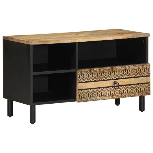 TV benk svart 80x33,5x46 cm grovt heltre mangotre