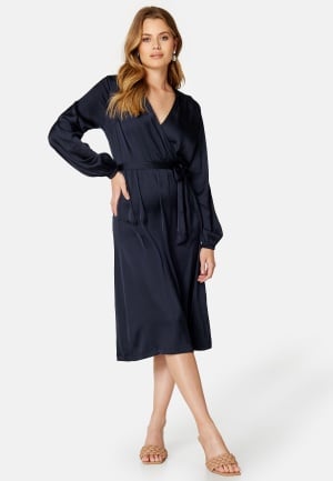 BUBBLEROOM Gisele Satin Midi Dress Dark blue 38