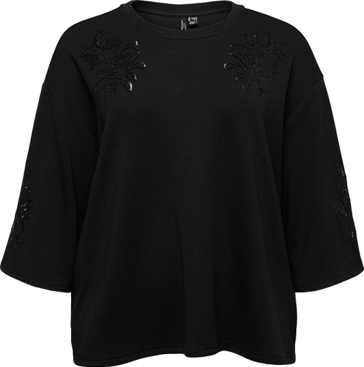 Vero Moda Curve   Collegegenser Vmcnia 2/4 Sweatshirt Jrs Btq Cur   Svart