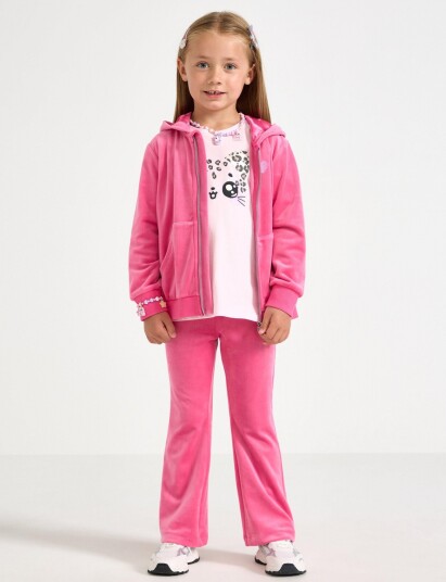 Lindex Solid Flared Leggings In Velour Pink 116