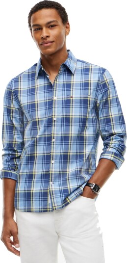 Tommy Jeans Tjm Reg Poplin Pattern Shirt Navy XXL