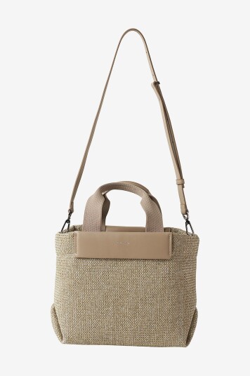 Calvin Klein Vesken CK Raffia Small Tote Crossbody Brun
