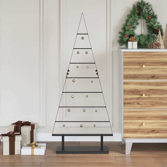  Metall juletre med stativ Svart 125 cm Stål