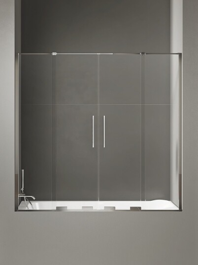 SMART Badekarvegg med doble skyvedører | Krom 160x150