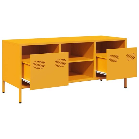 TV-benk sennepsgul 101,5x39x43,5 cm kaldvalset stål 8721102930584 TV-benk sennepsgul 101,5x39x43,5 cm kaldvalset stål 8721102930584