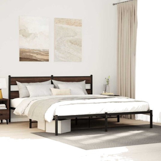  Sengeramme uten madrass med hodegavl brun eik 190x200 cm 8721158377463
