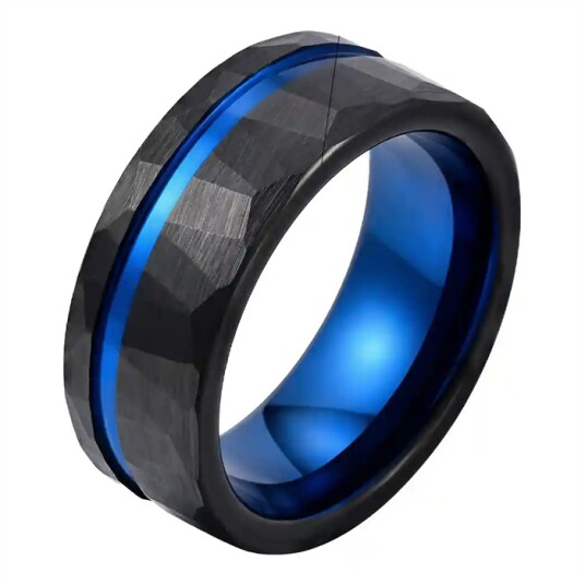 Obsidian Blue tungstenring til menn Obsidian Blue tungstenring til menn