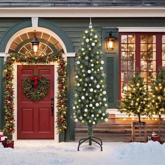  Kunstig juletre med 300 LED grønn 210 cm PVC og stål og plast