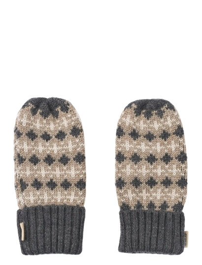 Wheat Jacquard Mittens Haansi - Grey - L