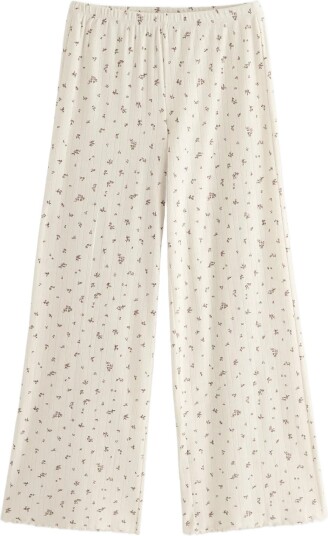 Lindex Wide Pyjama Trousers In Pointelle Cream XS