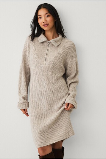 Ellos Collection Strikketkjole Beige