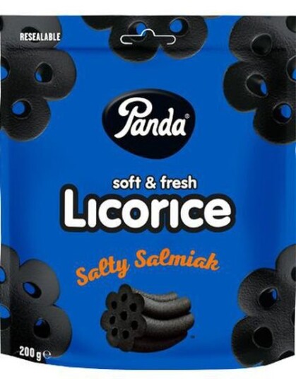 Panda Licorice Salmiak Myk Lakris med Salmiaksmak i Gjenlukkbar Pose 200 gram