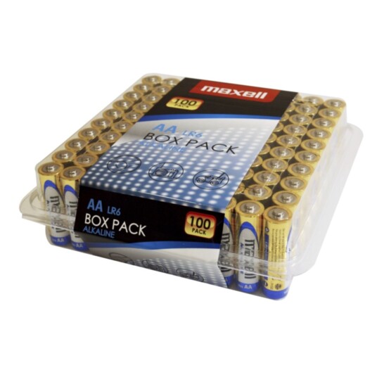 Maxell 100-pakk Alkalisk AA Batteri LR6 - 1,5 V Engangsbatterier