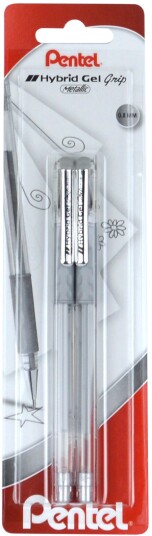 Kulepenn metallic Gel-roller 2 pk sølv Kulepenn metallic Gel-roller 2 pk sølv