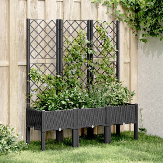 Plantekasse med espalier svart 120x40x142 cm PP