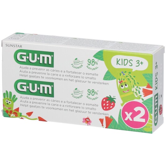 GUM Barnetannkrem 2 x 50 ml. Kids Strawberry 3+ GUM Barnetannkrem 2 x 50 ml. Kids Strawberry 3+