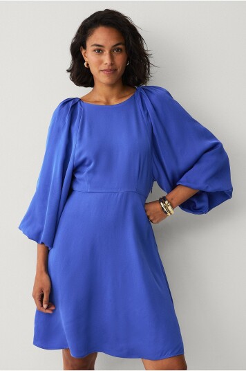 Selected Femme Kjole slfAurina 3/4 Short Open Back Dress Blå