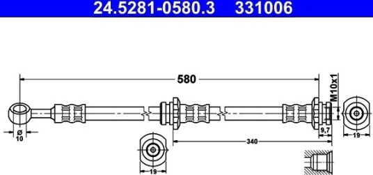 ATE 24.5281 0580.3 Bremseslange