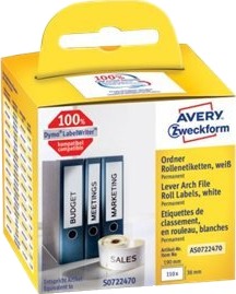 Avery Zweckform   Papir   Permanet Adhesiv   Hvit   38 X 190 Mm 110 EtikettEr 1 RullEr X 110 Rektangulære Hevarmsbueetiketter
