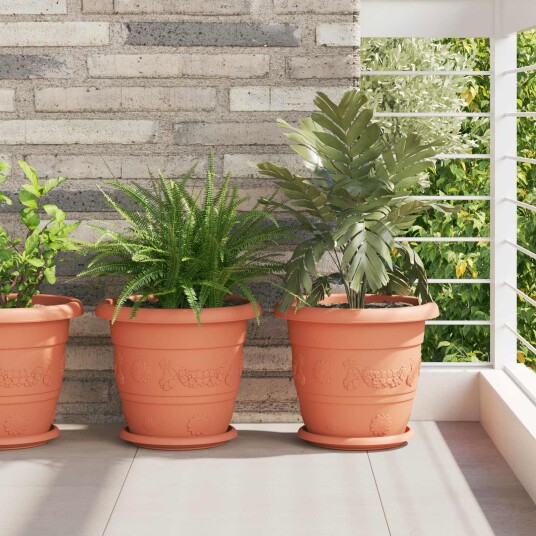vidaXL Plantepotter 6 pcs Klinker Rød Ø 30 x 25 cm Plast