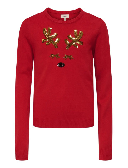 Kids Only Kogxmas Shine Ls Oneck Box Knt Red 110 116