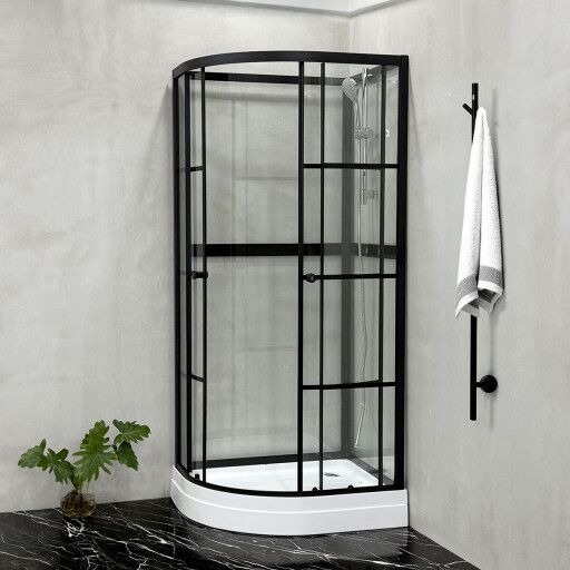 Bathlife Betrakta dusjkabinett, 90x70 cm, sort matt/klart glass Bathlife Betrakta dusjkabinett, 90x70 cm, sort matt/klart glass