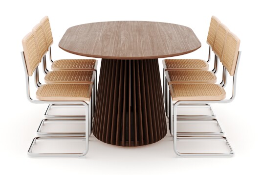 Scandinavian Choice Peyra Spisebord 200 cm Ovalt med 6 stk Build Matstkolar Valnøtt