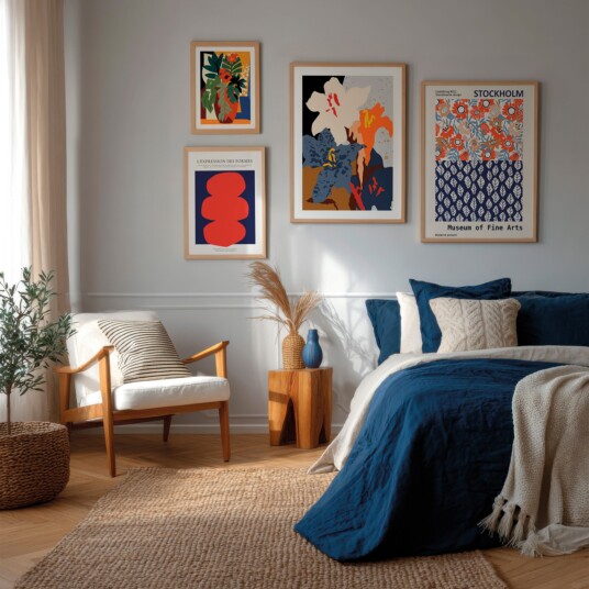Bold blue & orange Plakat / 50x50