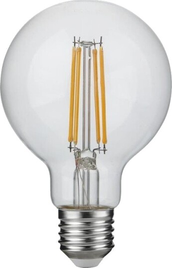 Spl E27 4,7W dimbar LED globepære   G80 filament 2500K 470lm klart glass   Dimbar : Dimbar Kulør : Ekstra varm