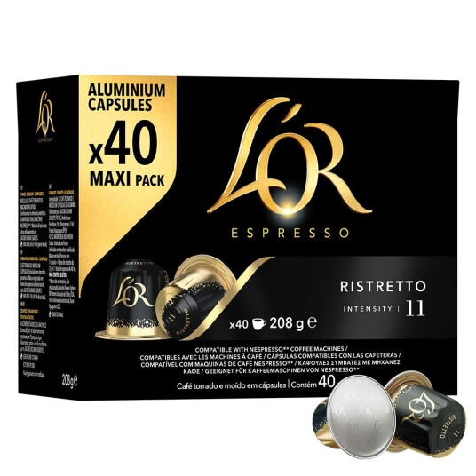Nespresso L'OR Ristretto Maxi pack til Nespresso. 40 kapsler